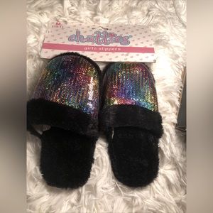 Girls Slippers Size 13/1 Bling Colorful Soft Comfortable